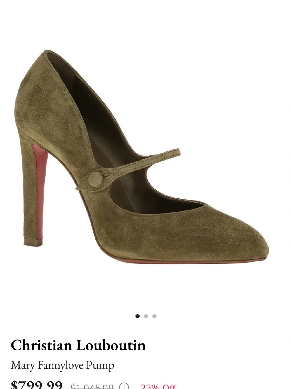 Christian Louboutin Olive Green Suede Mary Jane Pumps